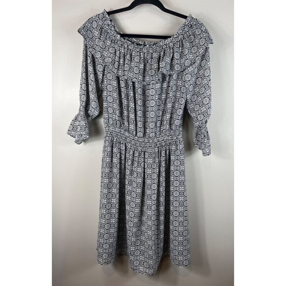 Libby Edelman Dresses & Skirts - Libby Edelman Dress Black & Ivory Print Dress 3/4 Sleeve Large